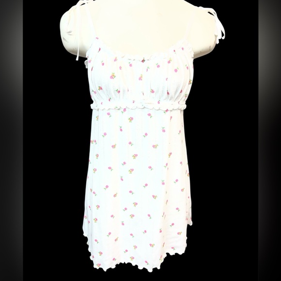 For Love & Lemons Blossom Pointelle Slip Dress White Floral Mini  M Cottagecore - Picture 4 of 7